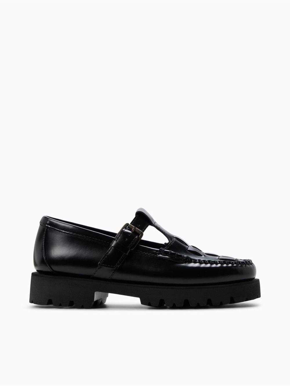 G.H. Bass & Co. Black Mary Jane Fisherman Super Lug Mary Jane Loafers - Picture 9 of 9